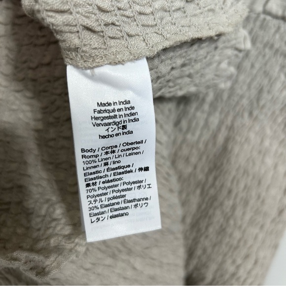 J.Crew Smocked Linen Dress Sz 10 Tan - Picture 12 of 13